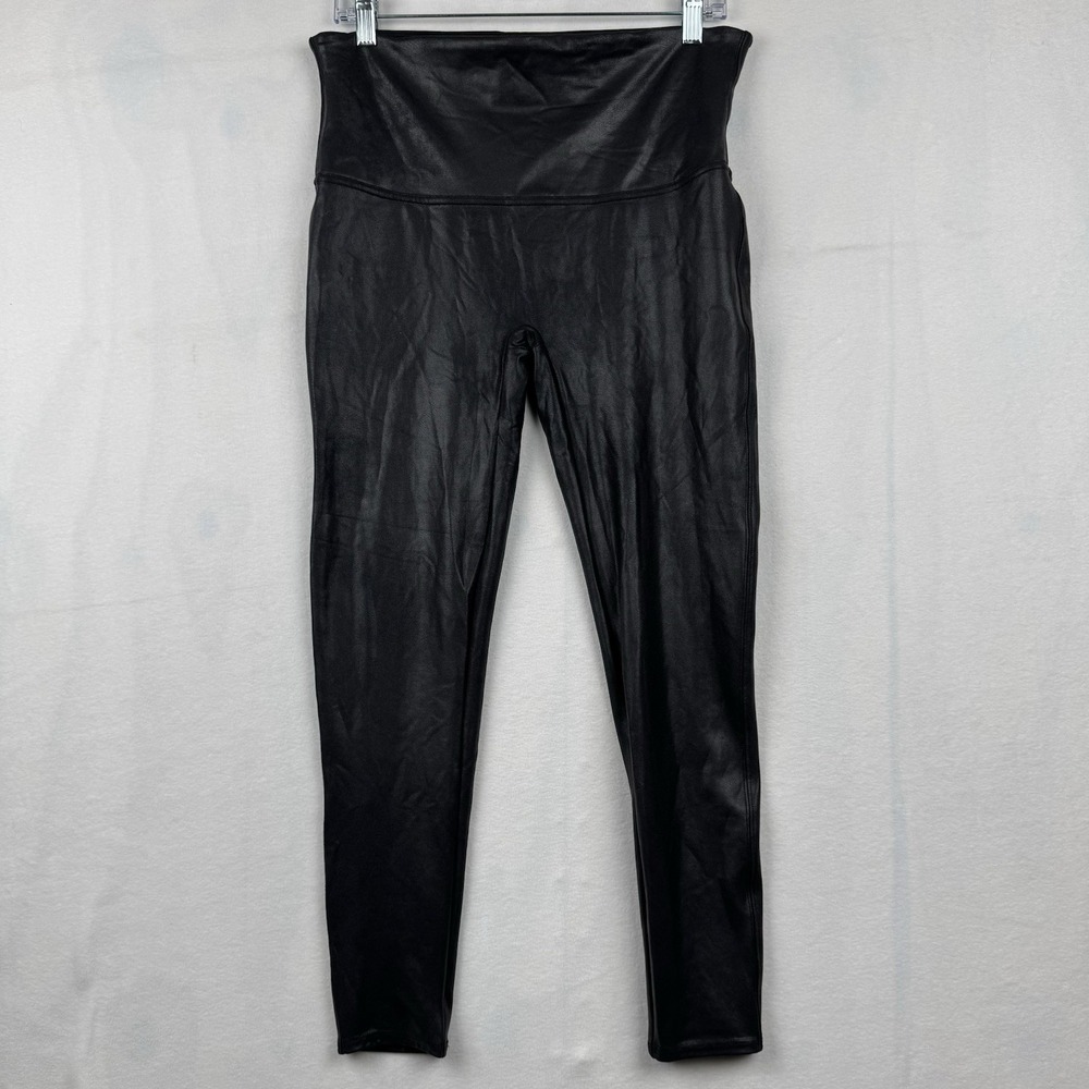 Spanx Faux Leather Leggings Women's Size XL Black Sheer Night‎ Out Comfort